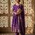 Purple silk blend embroidered gown set