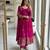 Pink silk blend embroidered gown set