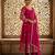 Pink silk blend embroidered gown set