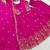 Pink silk blend embroidered gown set