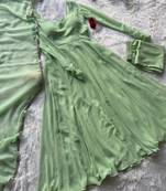 Olive georgette plain gown set