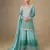 Blue georgette free size stitched suit with mirror & embroidery work