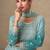 Blue georgette free size stitched suit with mirror & embroidery work