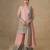 Peach georgette free size stitched suit with mirror & embroidery work