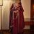 Maroon silk blend embroidered gown set
