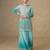 Blue georgette free size stitched suit with mirror & embroidery work