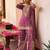 Purple chinon free size stitched suit with embroidery & sequence work