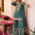 Blue chinon free size stitched suit with embroidery & sequence work