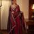 Maroon silk blend embroidered gown set