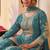 Blue chinon free size stitched suit with embroidery & sequence work