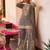 Grey chinon free size stitched suit with embroidery & sequence work