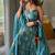 Teal silk blend embroidered anarkali set