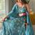 Teal silk blend embroidered anarkali set