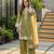 Olive silk blend embroidered palazzo set