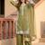 Olive silk blend embroidered palazzo set
