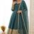 Teal crepe embroidered anarkali set