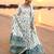 Teal faux georgette embroidered gown set