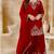 Red silk blend embroidered sharara set