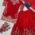 Red silk blend embroidered sharara set