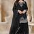 Black silk blend embroidered sharara set