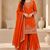 Orange silk blend embroidered sharara set