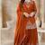 Orange silk blend embroidered sharara set