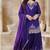 Royal blue silk blend embroidered sharara set