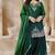 Green silk blend embroidered sharara set