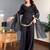 Black silk blend embroidered palazzo set