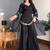 Black silk blend embroidered palazzo set