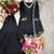 Black silk blend embroidered palazzo set