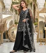 Black georgette embroidered palazzo set