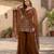 Brown georgette embroidered palazzo set