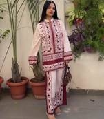 White satin printed palazzo set