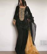 Black satin embroidered farshi salwaar