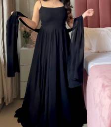 Black faux georgette plain anarkali set