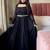 Black faux georgette plain anarkali set