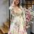 Off white faux georgette digital print gown set