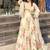 Off white faux georgette digital print gown set