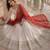 White silk blend embroidered anarkali set