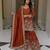 Dark orange silk blend embroidered sharara set