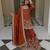 Dark orange silk blend embroidered sharara set