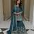 Teal silk blend embroidered sharara set