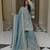 Blue silk blend embroidered sharara set