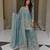Blue silk blend embroidered sharara set