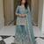 Blue silk blend embroidered sharara set