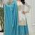 White silk blend embroidered palazzo set