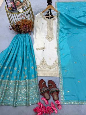 White silk blend embroidered palazzo set 4