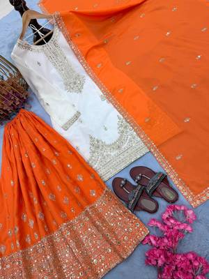 White silk blend embroidered palazzo set 3