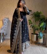 Black georgette embroidered anarkali set